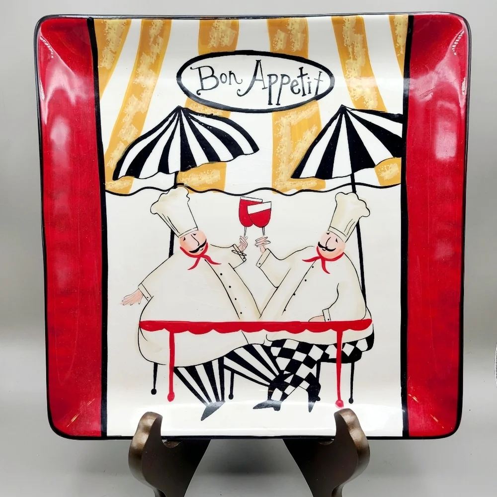 Certified International Bon Appetit Chef Plate - Red, Black, White & Gold